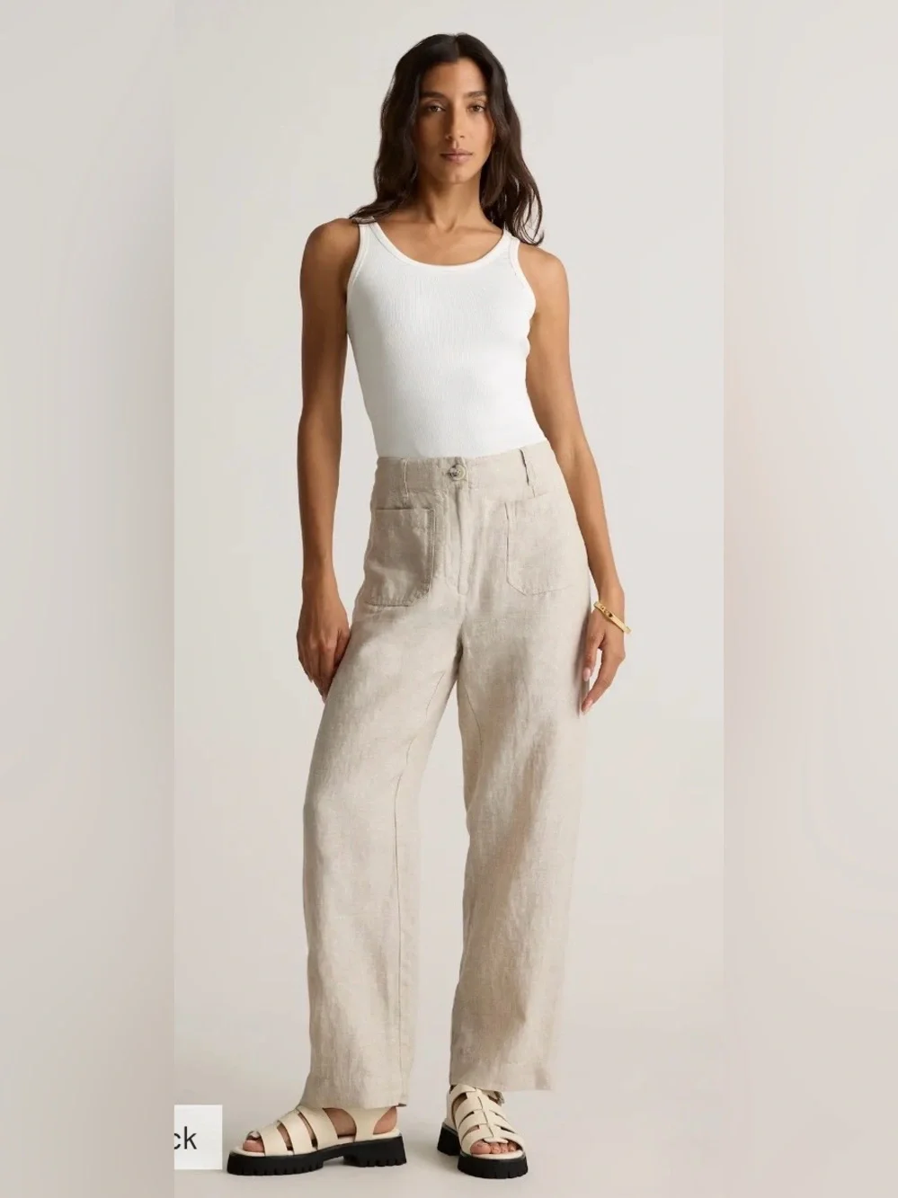 NWT Quince 100% European Linen Patch Pocket Wide Leg Pants, Size 4